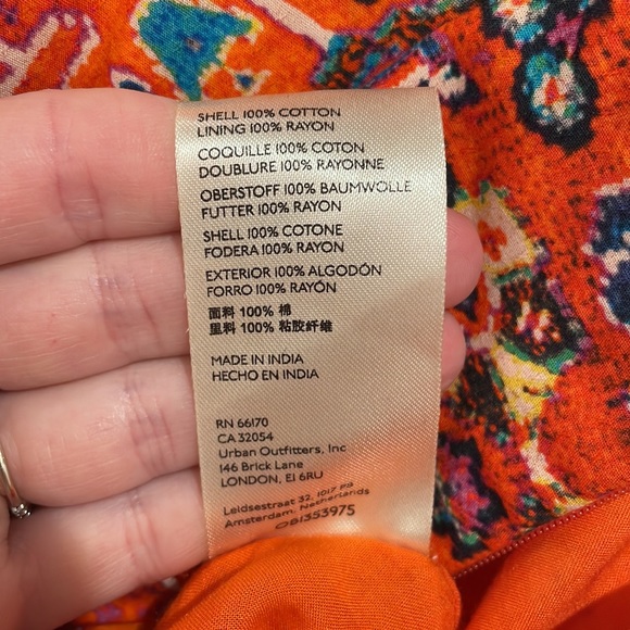 Anthropologie Red Printed Midi V Neck Dress. Women Size 8. - Picture 10 of 10